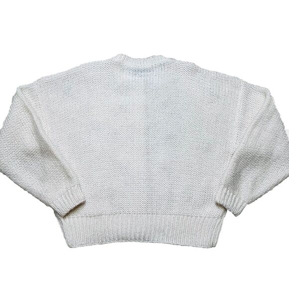 Vintage Russ Studio Crochet Knit Nordic Sweater Cardigan Medium Grandma Pom Pom - Picture 11 of 11